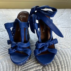 Blue platform sandals